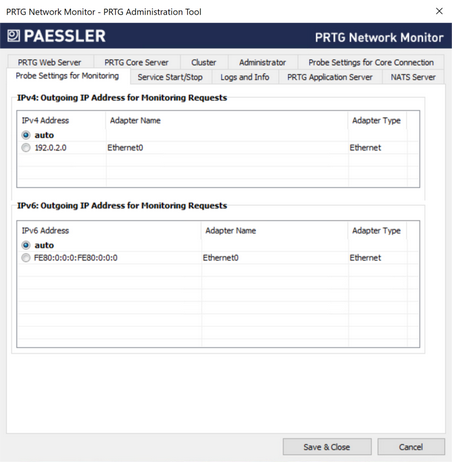 Probe Settings for Monitoring Tab Probe Settings for Monitoring Tab