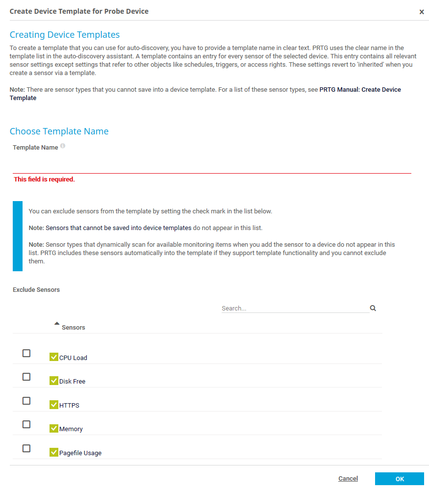 Create Device Template PRTG Manual