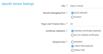Specific Sensor Settings Specific Sensor Settings