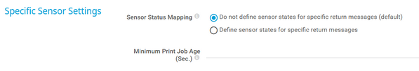 Specific Sensor Settings Specific Sensor Settings